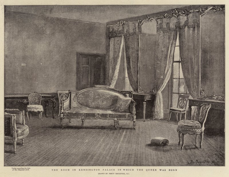 O quarto no palácio de Kensington em que a rainha era nascida de Percy Macquoid