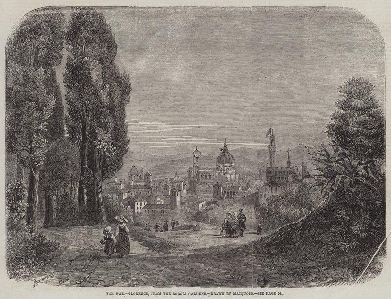 A guerra, Florença, dos jardins de Boboli de Percy Macquoid