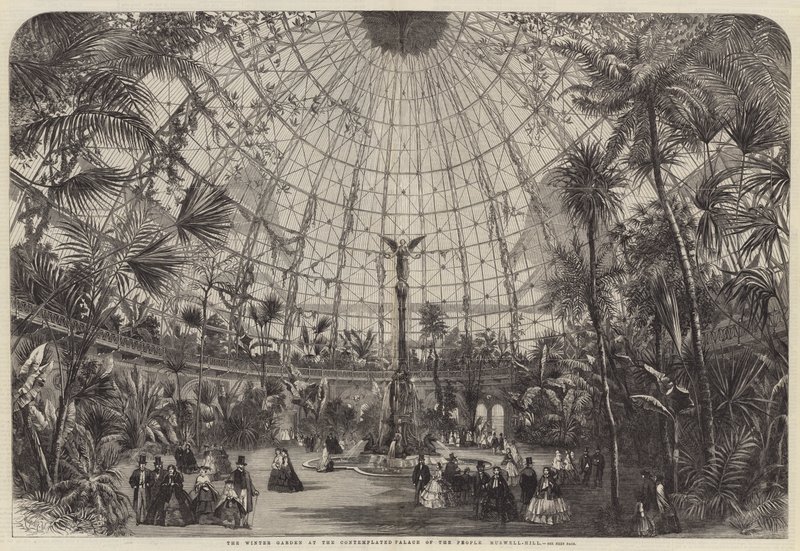 O jardim de inverno no palácio contemplado do povo, Muswell-Hill de Percy Macquoid