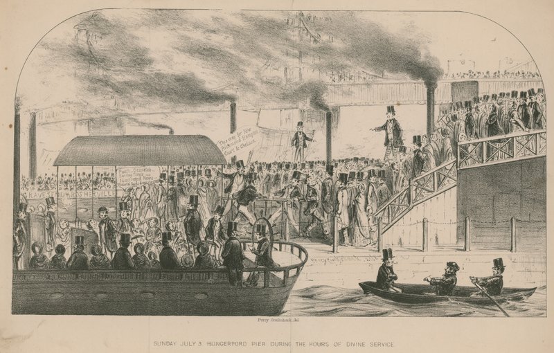 Cais de Hungerford durante as horas do Serviço Divino de Percy Cruikshank