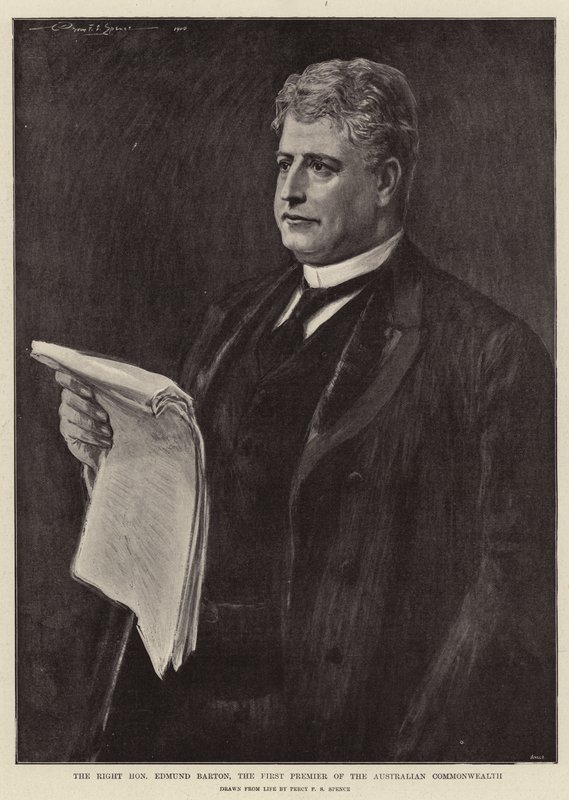 O Honorável Edmund Barton, o primeiro premier da Commonwealth australiana de Percy F.S. Spence