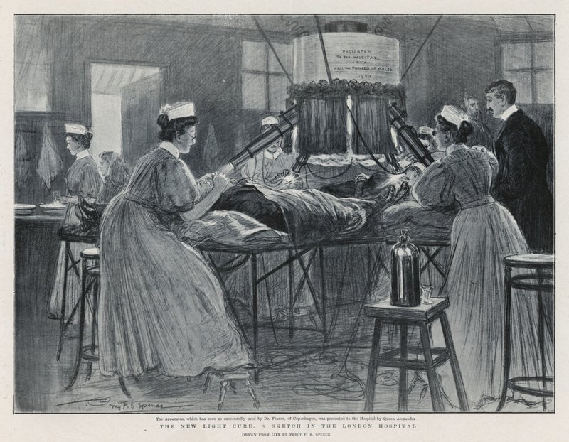 A nova cura pela luz: um esboço no Hospital de Londres de Percy F.S. Spence