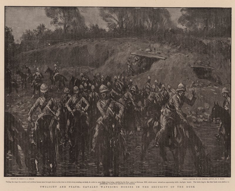 Crepúsculo e Paz, Cavalaria regando Cavalos na Segurança do Crepúsculo de Percy F.S. Spence