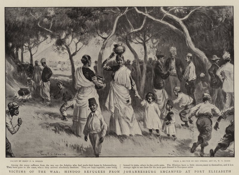 Vítimas da Guerra, Refugiados Hindoo de Joanesburgo acamparam em Port Elizabeth de Percy F.S. Spence