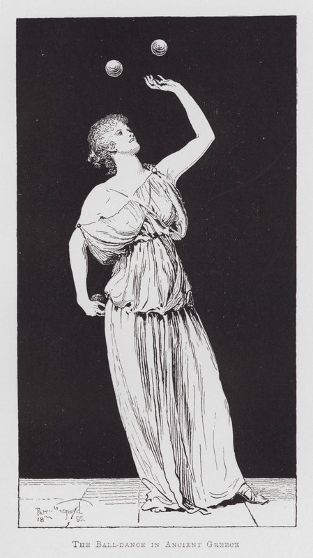 A dançar: A dança do baile na Grécia Antiga (litho) de Percy Macquoid