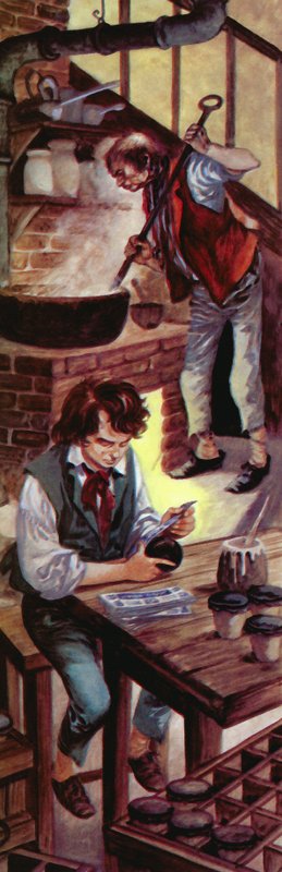 Charles Dickens como um menino na fábrica de escurecimento de Peter Jackson