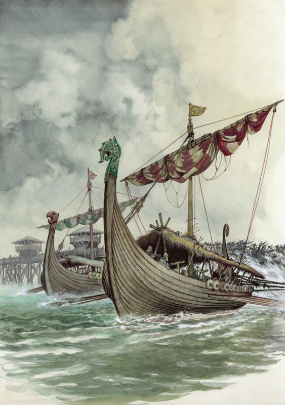 Ponte de Londres sendo puxada para baixo no ataque viking liderado por Olaf O Norseman em 1014 de Peter Jackson