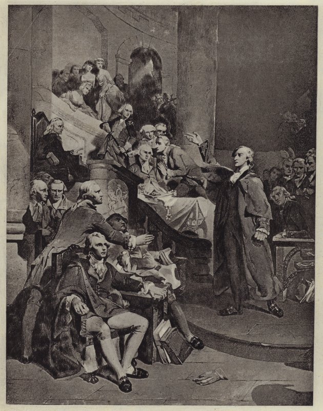 Patrick Henry proferindo o seu discurso de 1765 (litho) de Peter Frederick (after) Rothermel