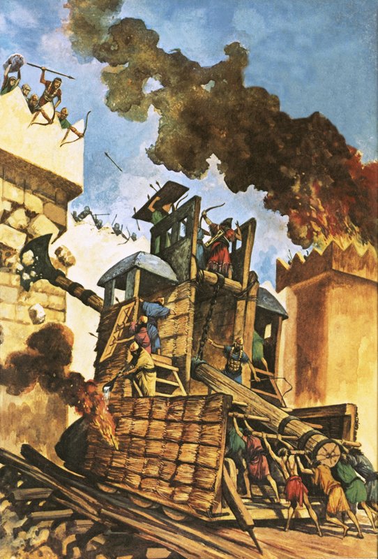 Assírios atacando as muralhas da Babilônia de Peter Jackson