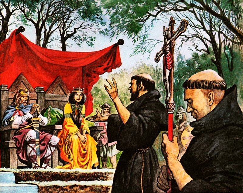 Agostinho prega ao rei Ethelbert de Peter Jackson