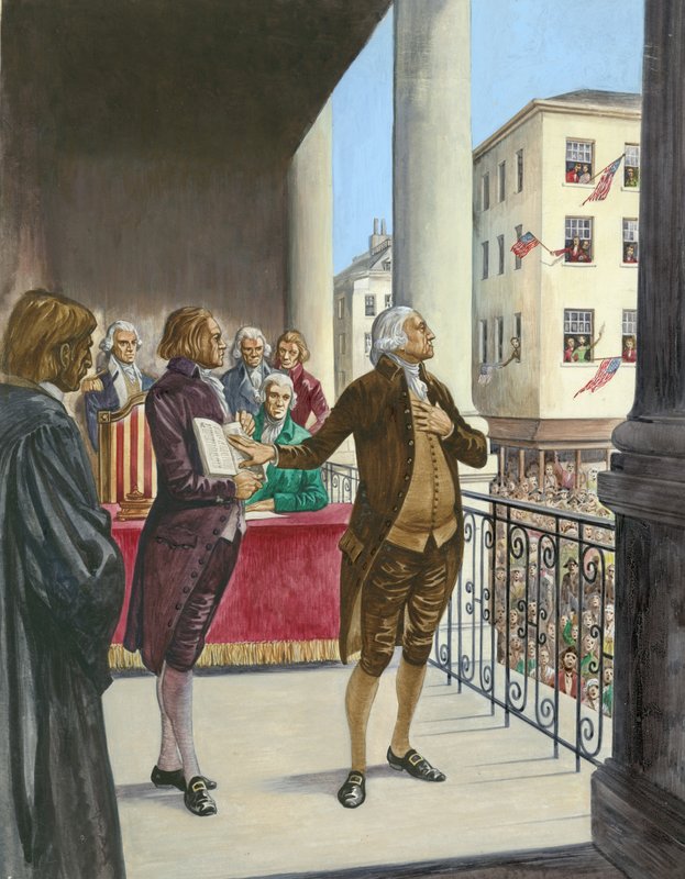 George Washington sendo empossado como o primeiro presidente da América em Nova York de Peter Jackson