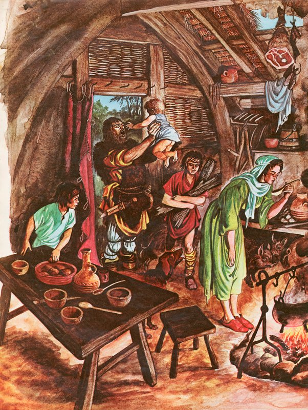 Dentro da casa de um camponês (guache no papel) de Peter Jackson
