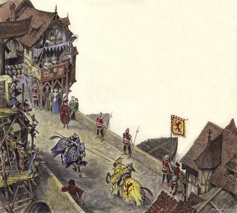 Justa na antiga ponte de Londres em 23 de abril de 1390 de Peter Jackson