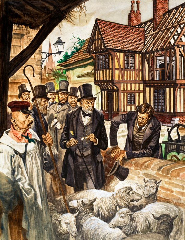 Louis Pasteur vê os resultados de sua experiência com uma vacina contra o antraz de Peter Jackson
