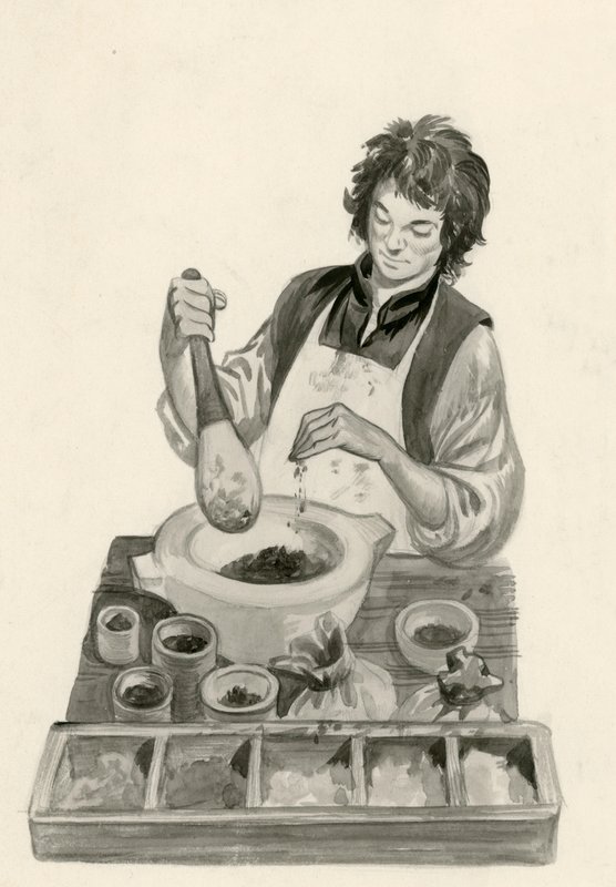 Michelangelo, como aprendiz, mistura tintas de Peter Jackson