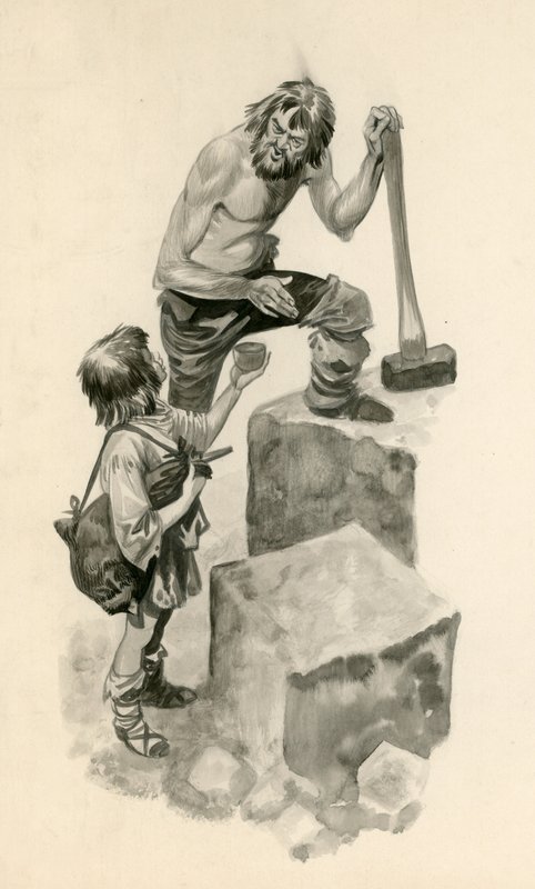 Michelangelo, quando menino, ajudando cortadores de pedras em seu trabalho de Peter Jackson