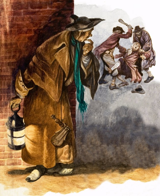 Nightwatchman observando um assalto de Peter Jackson