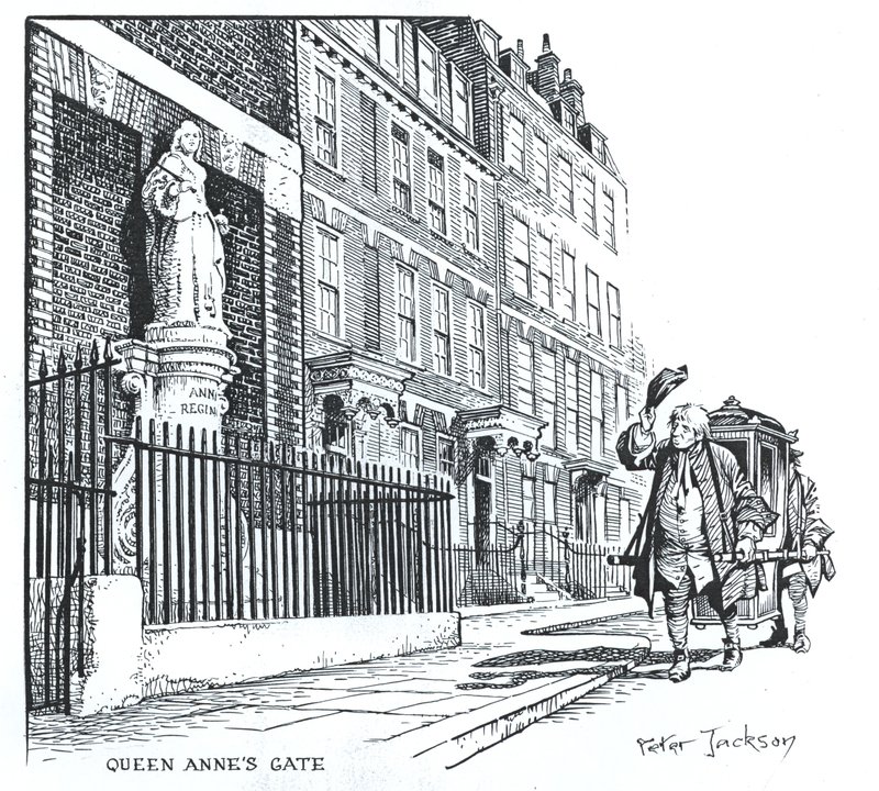 Queen Anne&39;s Gate, Londres (tinta no papel) de Peter Jackson