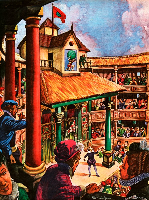 Shakespeare se apresentando no Globe Theatre de Peter Jackson