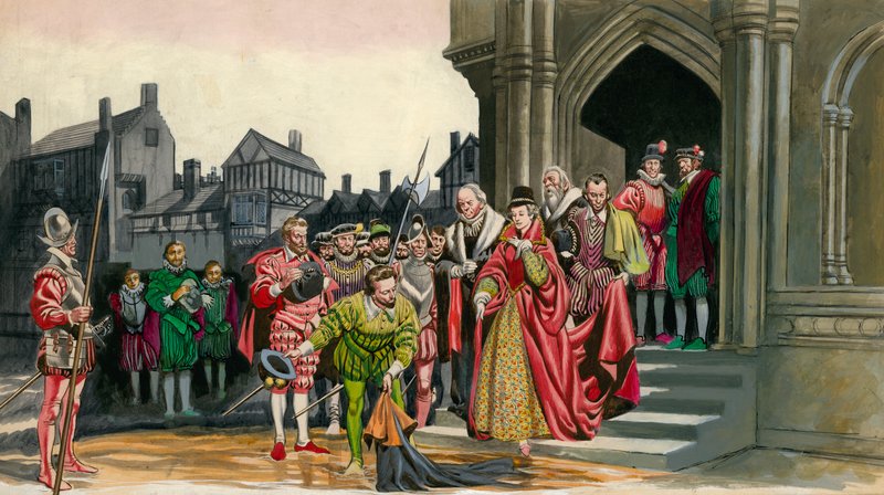Sir Walter Raleigh estabelece sua capa para a rainha Elizabeth I de Peter Jackson