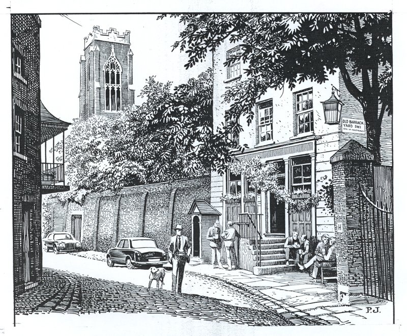 O Granadeiro, Wilton Row, Belgravia (tinta no papel) de Peter Jackson