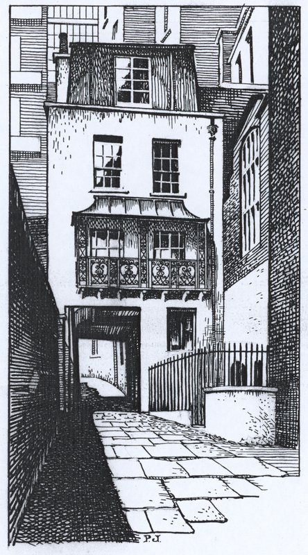 A antiga casa de vigia em Strand Lane (tinta no papel) de Peter Jackson