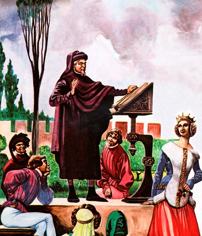 O poeta Chaucer lendo na corte de Peter Jackson