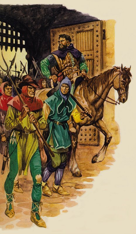 O exército camponês da ralé, liderado por Wat Tyler de Peter Jackson