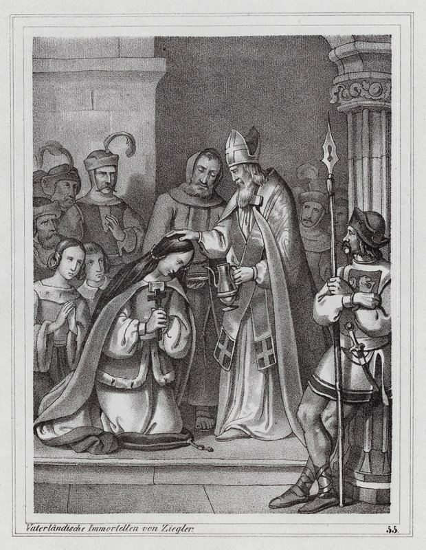 Cirilo e Metódio, missionários cristãos bizantinos, século IX (gravura) de Peter Johann Nepomuk Geiger