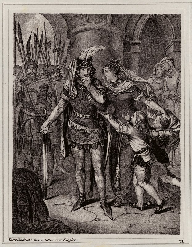 João o Cego, rei da Boémia (gravura) de Peter Johann Nepomuk Geiger