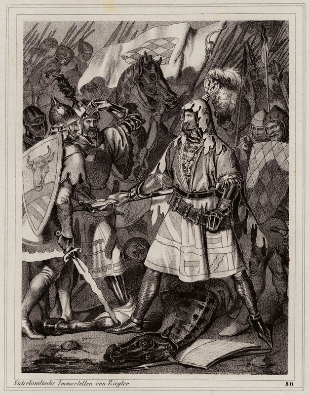 João o Cego, rei da Boémia (gravura) de Peter Johann Nepomuk Geiger