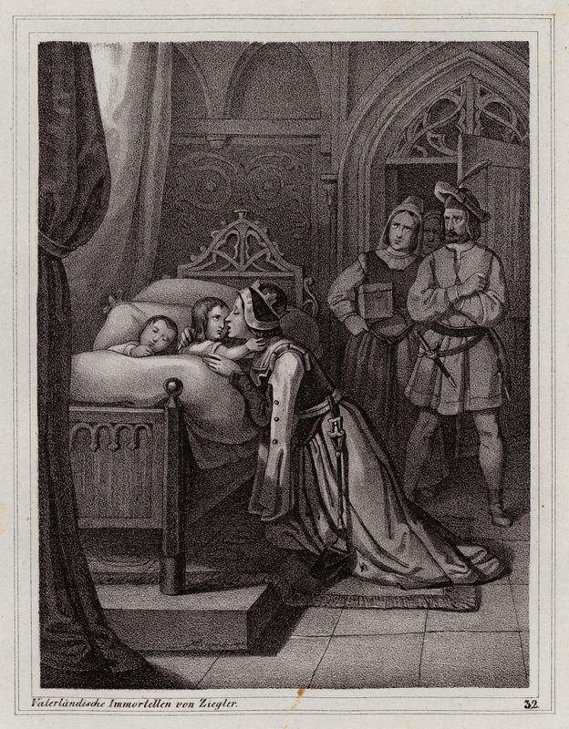 Margarida da Sicília deixa os seus filhos de Peter Johann Nepomuk Geiger