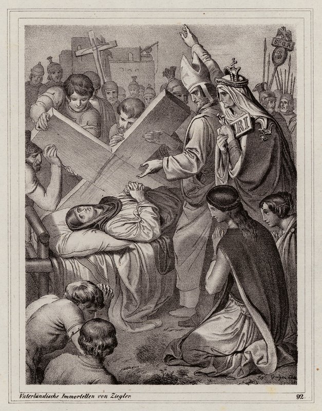 Santa Helena e a descoberta da Verdadeira Cruz, 325 (gravura) de Peter Johann Nepomuk Geiger
