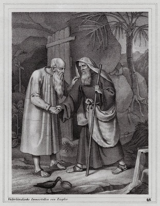 São Paulo de Tebas, eremita cristão (gravura) de Peter Johann Nepomuk Geiger