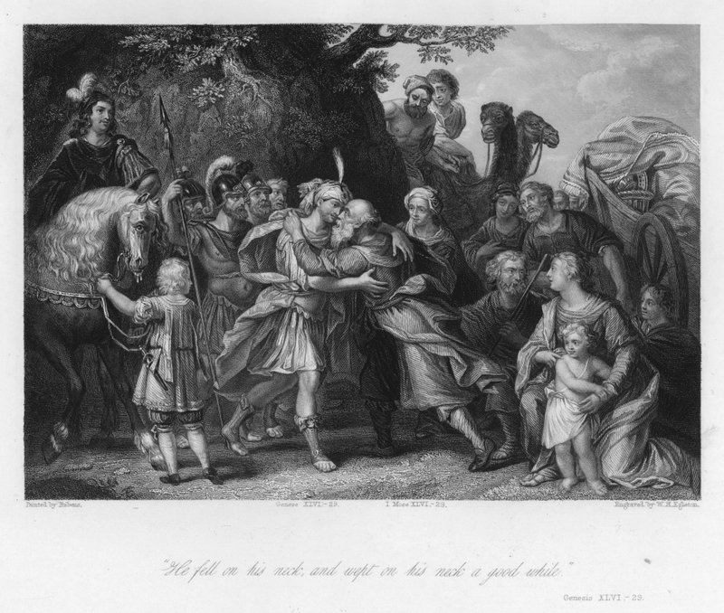 Encontro de Jacob e José, Gênesis XLVI, 29 (gravura) de Peter Paul (after) Rubens