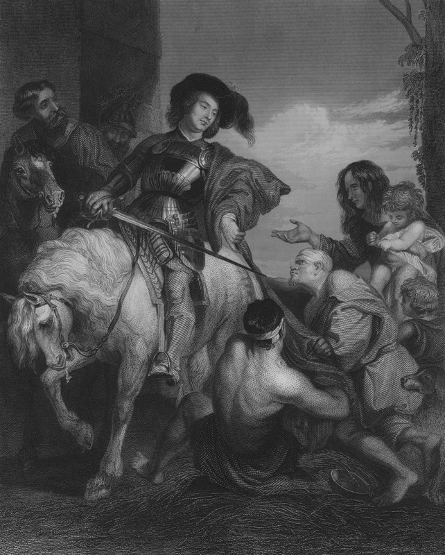 São Martinho Dividindo o Seu Manto (gravura) de Peter Paul (after) Rubens