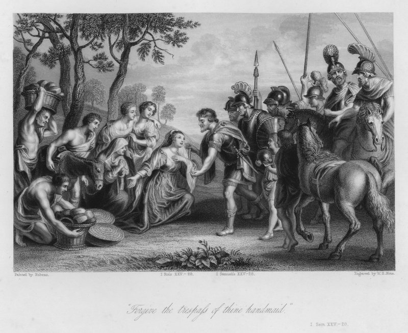 O Encontro de David e Abigail, I Samuel XXV, 28 (gravura) de Peter Paul (after) Rubens
