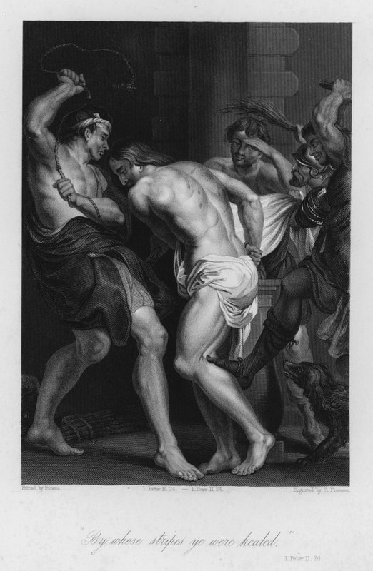 A flagelação de Cristo, I Pedro II, 24 (gravura) de Peter Paul (after) Rubens