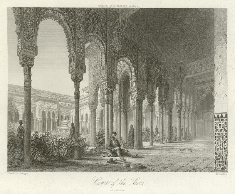Corte dos Leões, Alhambra, Granada, Espanha de Philibert Joseph Girault de Prangey