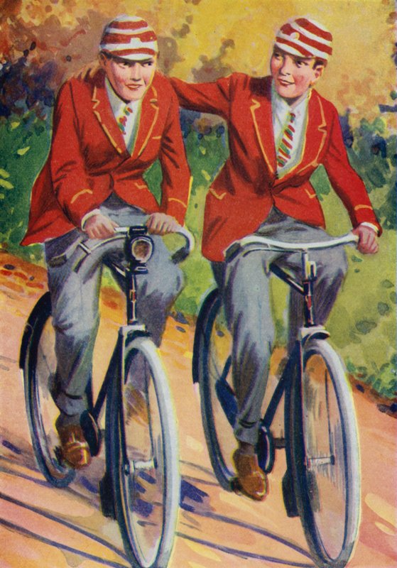 Garotos de uniforme escolar, ciclismo (cor litho) de Philibert Louis Debucourt