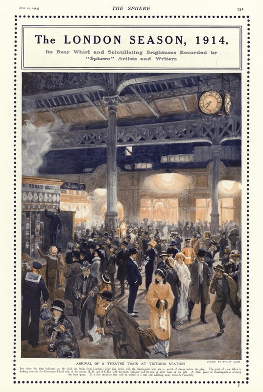Chegada de um trem de teatro na Estação Victoria, em Londres de Philip Dadd