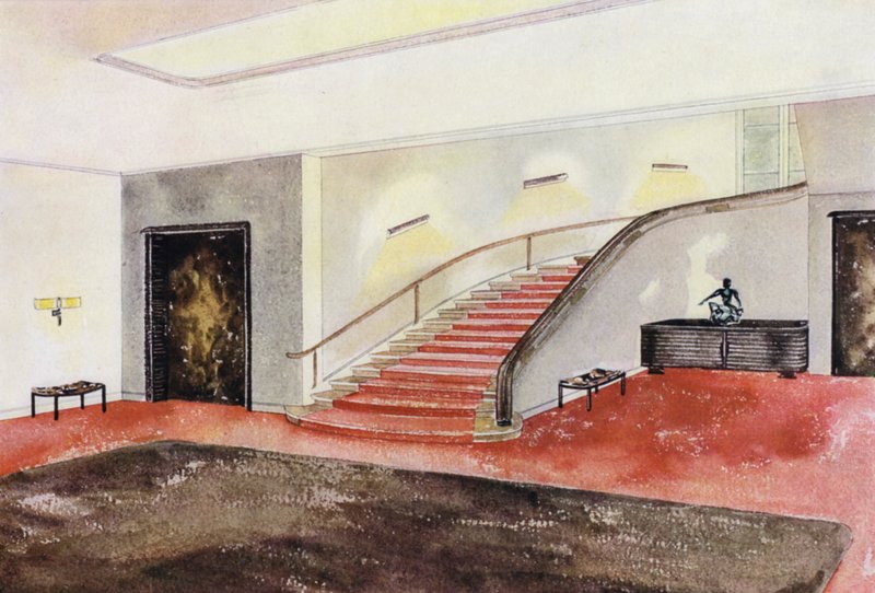 interiores dos anos 30: Escadaria (cor litho) de Philip Alexius de (after) Laszlo
