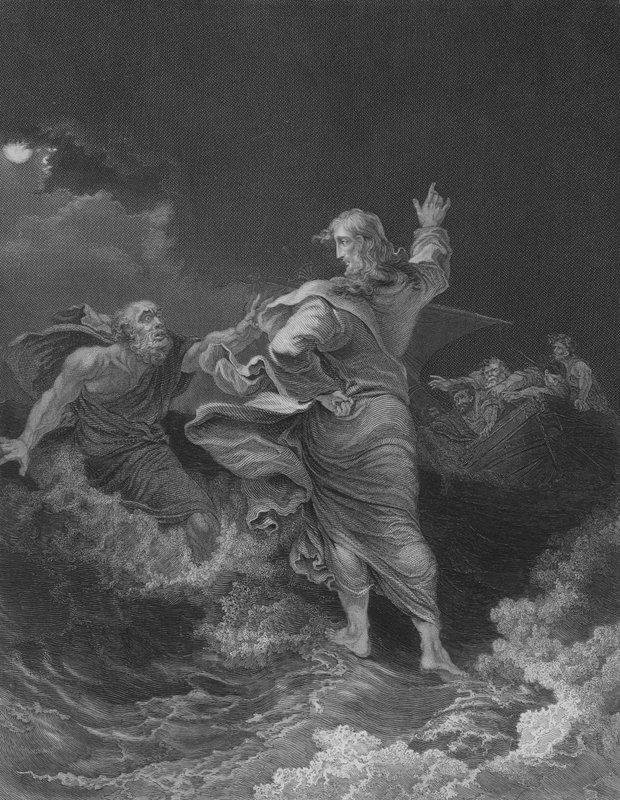 Cristo caminhando sobre o mar (gravura) de Philip James de Loutherbourg