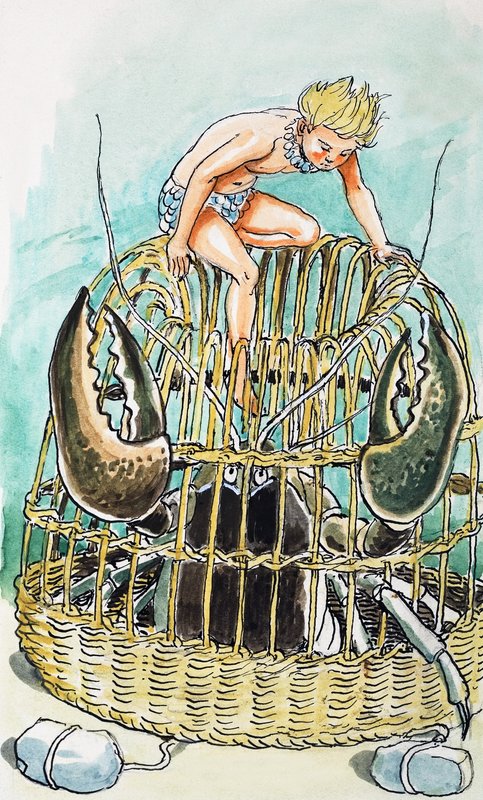 Cesto de caranguejos, ilustração de "The Water Babies" de Charles Kingsley de Philip Mendoza