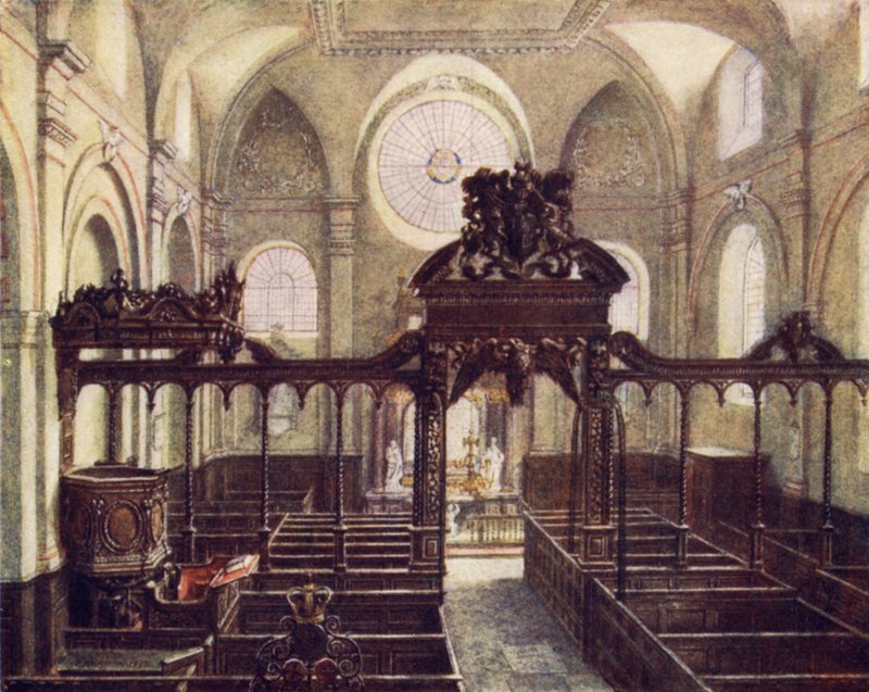 Interior da Igreja de Todos os Santos, Upper Thames Street, 1894 de Philip Norman