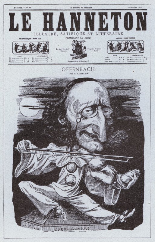 Caricatura do compositor francês de origem alemã Jacques Offenbach (litho) de Philippe Auguste Cattelain