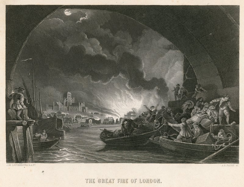 O grande incêndio de Londres de Philippe Jacques de Loutherbourg
