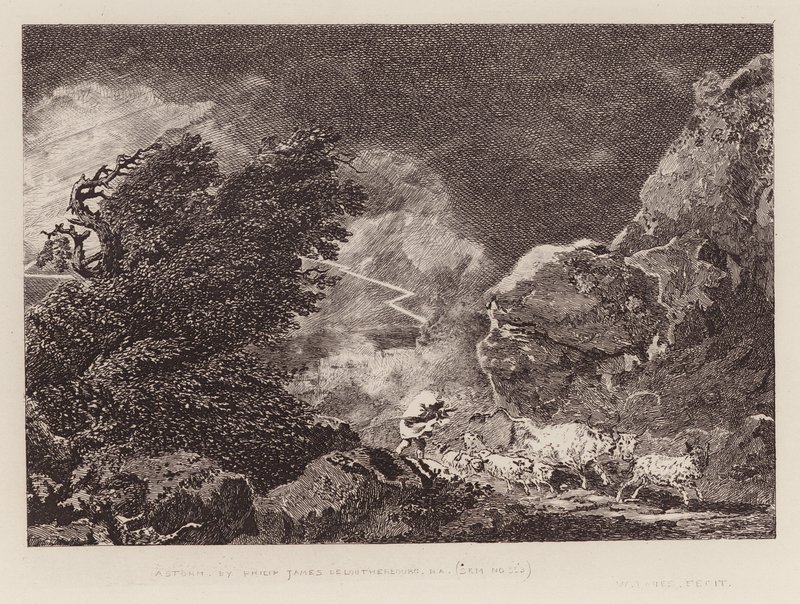Uma tempestade (gravura) de Philippe de (after) Loutherbourg
