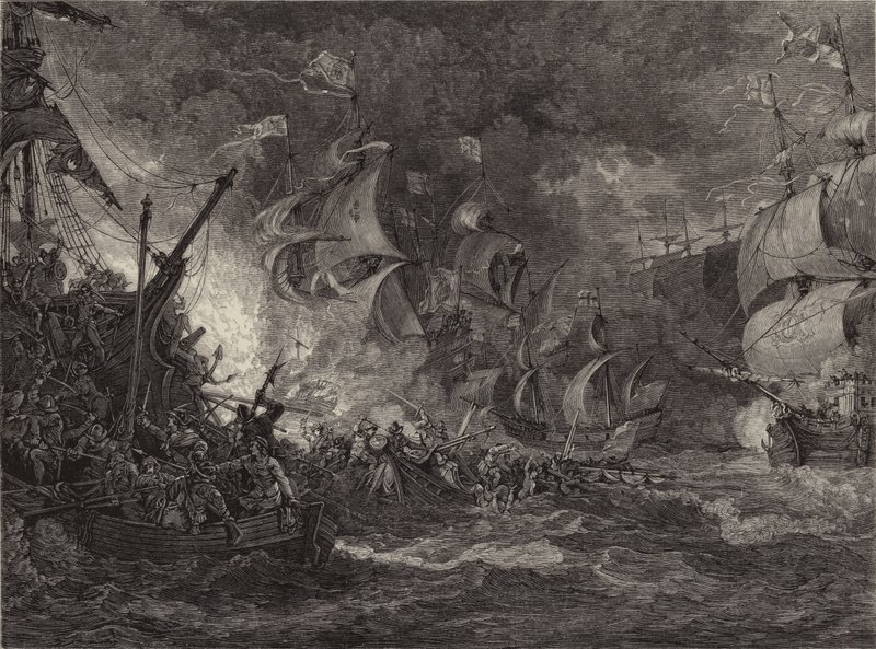 Derrota da Armada Espanhola (gravura) de Philippe de (after) Loutherbourg