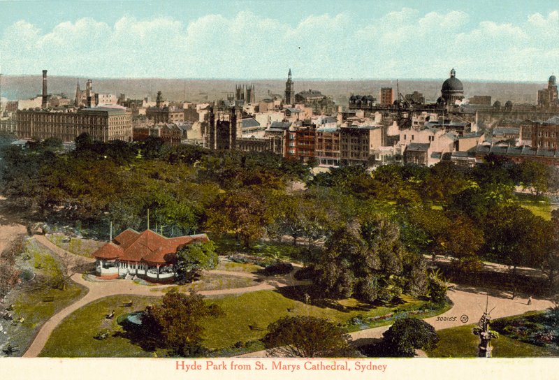 Hyde Park da Catedral de St Marys, Sydney (foto a cores) de Photographer Australian
